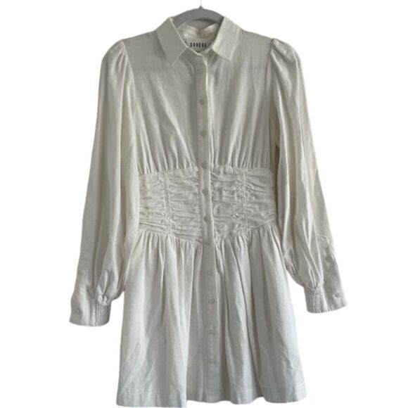 SOVERE Revolve Refresh Collared Shirt Dress Chalk White Extra Small‎ - Picture 3 of 16